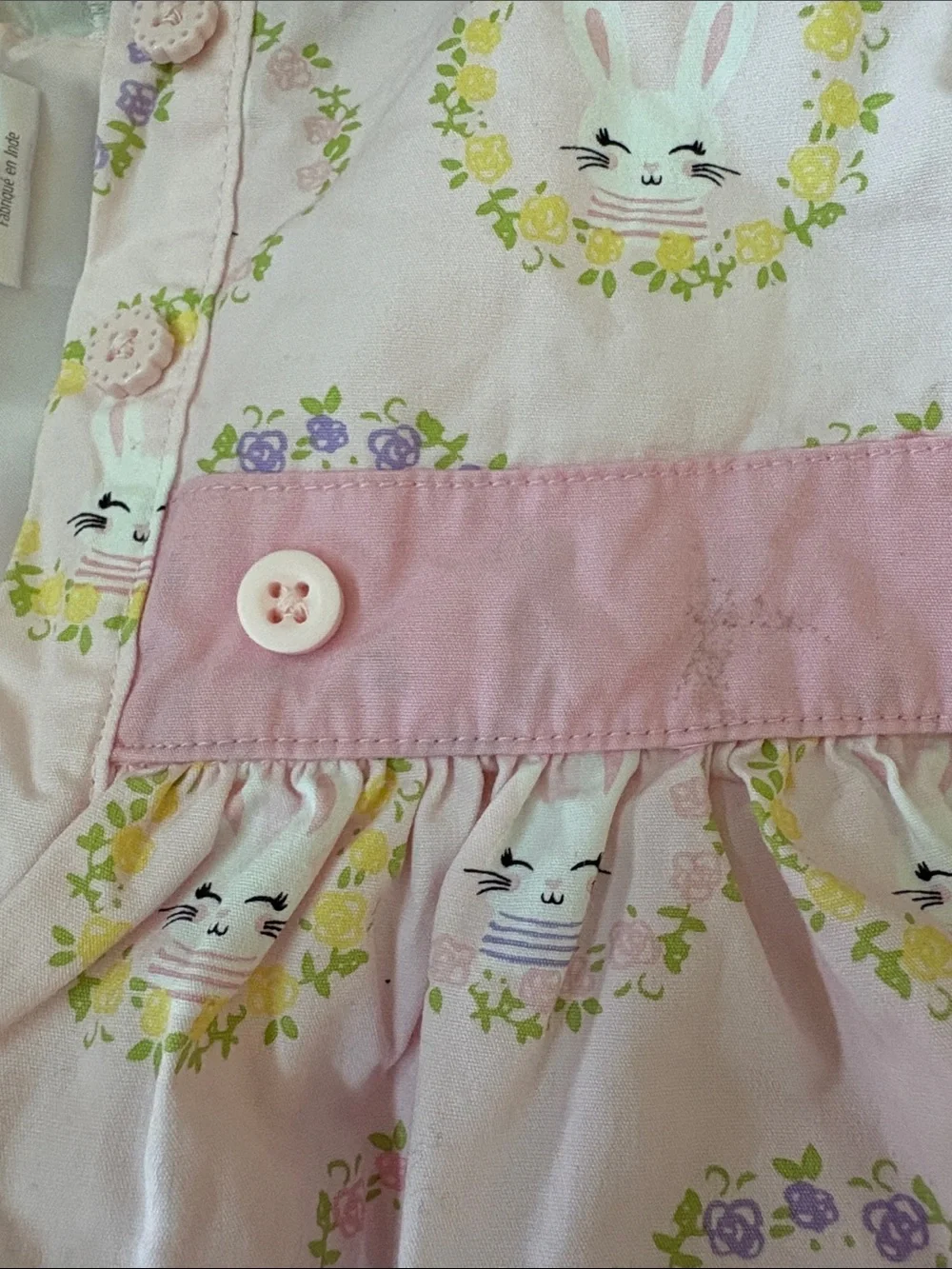 Gymboree Light Pink Bunny Wreath Eyelet Collar Dress